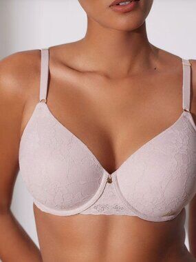 NWT Natori Bliss Allure Contour Underwire Lace Bra Rose Beige Size 32C $72 [jb]